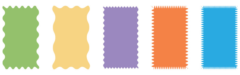 Set of color rectangular shapes with squiggly borders