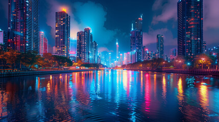 夕暮れの美しい都市