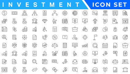 Investment Line Editable Icons set. Money management related icon set - Editable stroke