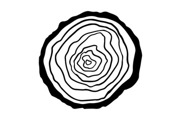 Circular wood rings. Saw cut timber. Line ripple circle wood texture. Vector illustration