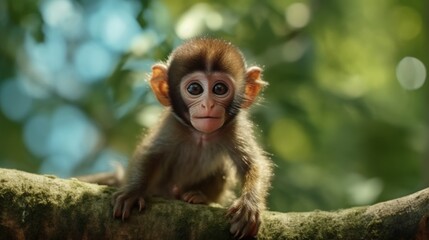 Fototapeta premium Adorable Baby Monkey on a Branch