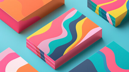 colorful creative eye catching modern business card mockup design, online service