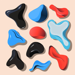 Organic abstract random shapes for pattern design element or background design. Solid colors, simple line, aesthetic line, flowing shapes.
