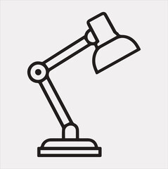 Desk lamp line Art silhouette vector on a white background