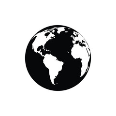 Earth globe icon. World map silhouette illustration