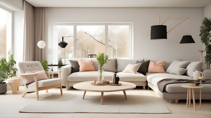 Scandinavian living room interior design that is contemporary and roomy