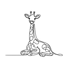 one line giraffe animal vector illustration template design