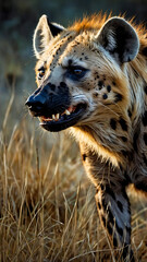 Obraz premium a sleek and cunning hyena prowls with a predatory glint in its eye