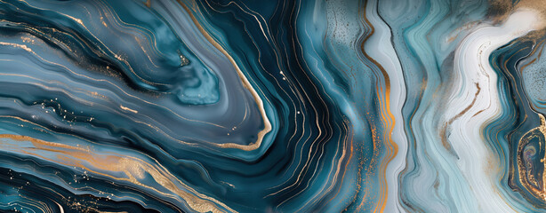 Fototapeta premium Blue and Gold Marble Background
