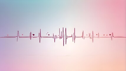 simple backdrop with a symmetrical ECG line pattern and weak medical symbols that represent heartbeats blended into a gentle, pastel-colored gradient