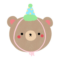 Happy Birthday Bear Cartoon illustration Cute Bear With Party Hat Cartoon Head Happy Bear Cartoon Bear Drawing Cartoon