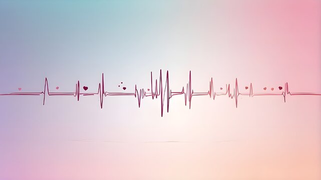 simple backdrop with a symmetrical ECG line pattern and weak medical symbols that represent heartbeats blended into a gentle, pastel-colored gradient