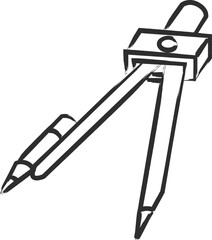 筆書き文房具手書き風アイコン　コンパス