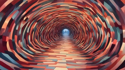 The viewer is drawn in by the kaleidoscopic tunnel illusion's moving and pulsating patterns. Visual Deception