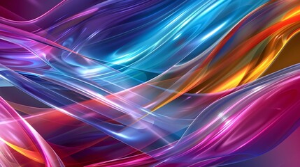 Colorful wavy lines flow gracefully on a dark backdrop, blending vibrant hues in a modern design. Perfect for adding brightness and style