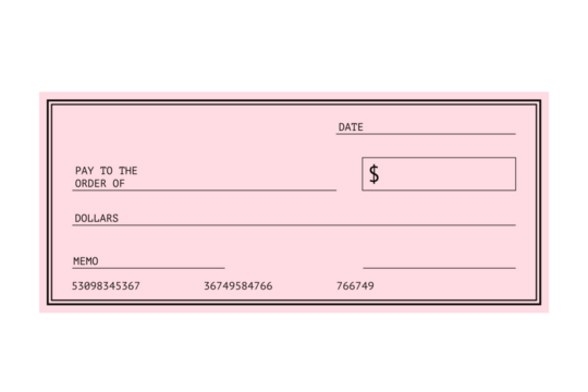 Pink Blank Check Transparent background