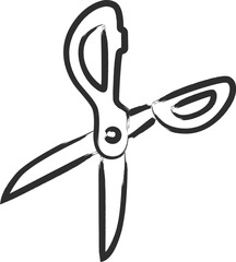 筆書き文房具手書き風アイコン　ハサミ
