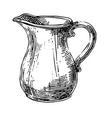 water jug engraving black and white outline