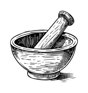 recommend clip art: mortar pestle engraving black and white outline