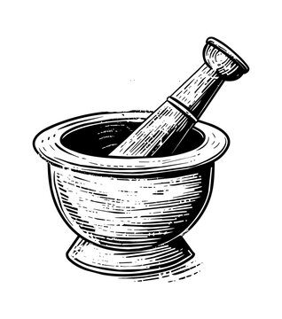 recommend clip art: mortar pestle engraving black and white outline