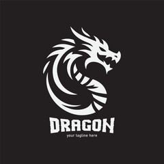 Simple Dragon Head Monochrome Logo Design