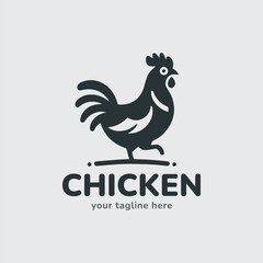 Simple Chicken Monochrome Logo Design