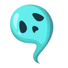 Vector illustration of a Halloween levitating ghostly ghost in flat vector style. Halloween party concept.Mystical designs for decoration, greeting card, poster, banner, logo. Creepy cartoon elements.