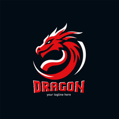 Simple Red Dragon Head Logo Design