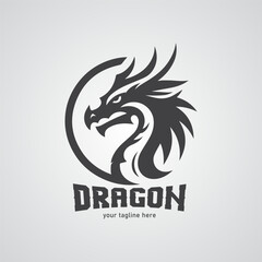 Simple Dragon Head Monochrome Logo Design