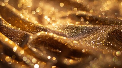 Luxury texture with gold sequins and blurred effect. Background for Christmas and New Year cards.