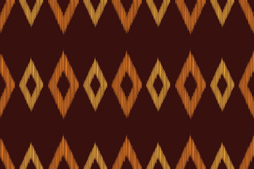 Traditional Ethnic ikat motif fabric pattern geometric style.African Ikat embroidery Ethnic oriental pattern brown background wallpaper. Abstract,vector,illustration.Texture,frame,decoration.