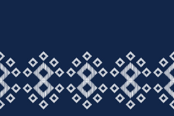 Traditional Ethnic ikat motif fabric pattern geometric style.African Ikat embroidery Ethnic oriental pattern blue background wallpaper. Abstract,vector,illustration.Texture,frame,decoration.