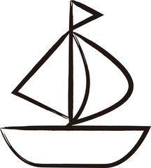 筆書き乗り物単品アイコン　ヨット