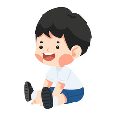 Cute boy child sitting on the floor