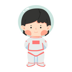 Cartoon girl astronaut in flat style