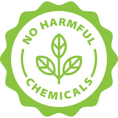 green no harmful chemicals outline icon round rounded circle badge stamp label isolated on transparent background