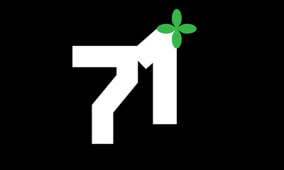 71 Leaf Number Logo Green White Health