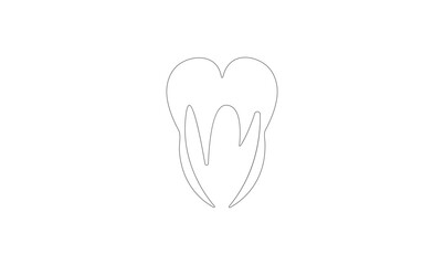 Vector continuous one line drawing of tooth, the best use for logo banner illustration dentist medical concept