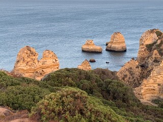 Carvoeiro boardwalk over the Algarve cliffs in Portugal.