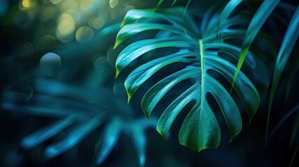 Obraz premium Lush Tropical Foliage: A Glimpse of Verdant Enchantment