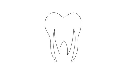 Vector continuous one line drawing of tooth, the best use for logo banner illustration dentist medical concept