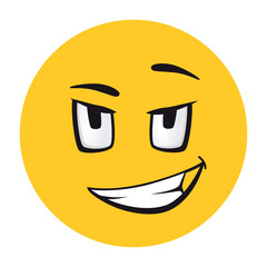 Cartoon faces. Funny face expressions, caricature emotions. Cute character with expressive eyes and mouth, vector smiley emoticon happy tongue emoticon