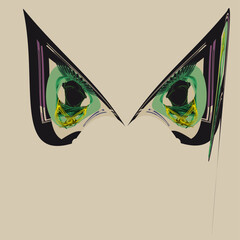 Abstract contemporary art. Mask, mystical eyes. Minimalist style. Logo, print, sticker