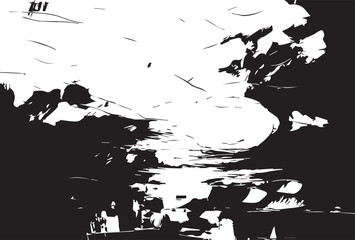 Naklejka premium Abstract painting grunge texture. Semi- abstract image of landscape background. Modern art.