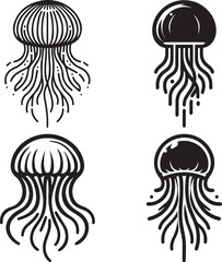 Minimalist Jellyfish Icon: Vector Illustration Template Design
