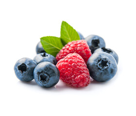 Sweet blueberries and raspberries