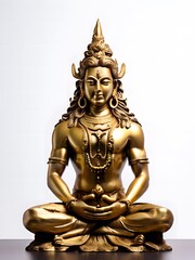 Obraz premium golden lord shiva statue on white background