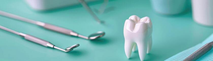 High-tech dental floss, advanced holographic tools, clean modern setting