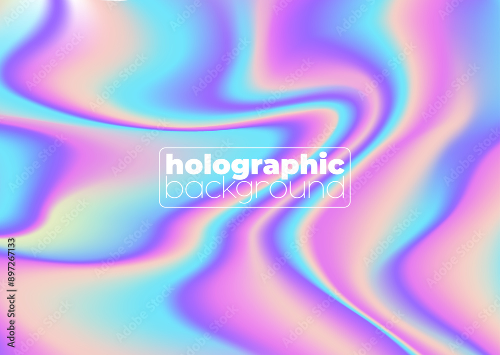 Aufkleber holographic foil background with rainbow gradient. iridescent hologram vector pattern with pastel pi