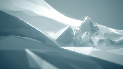 Modern low poly terrain with blue, white, and gray colors, perfect for banners, posters, and social media
